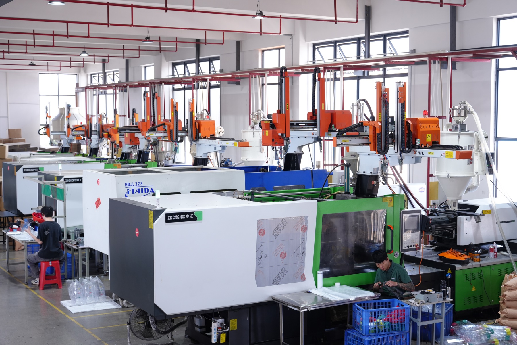 Injection molding production floor
